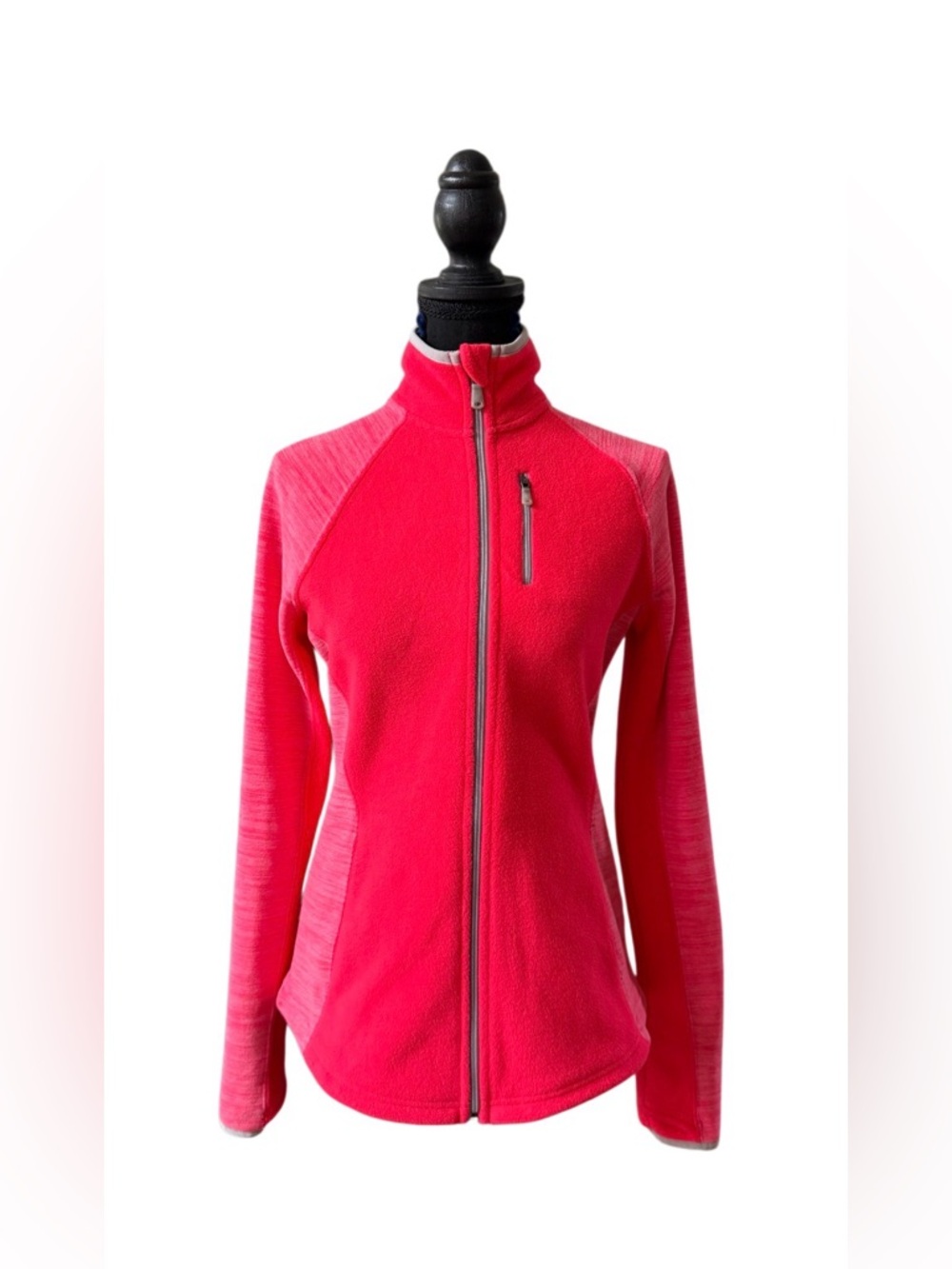 tek gear Hot Pink Full-Zip Up Jacket with Upper Zipper Pocket and Thumb Hiles